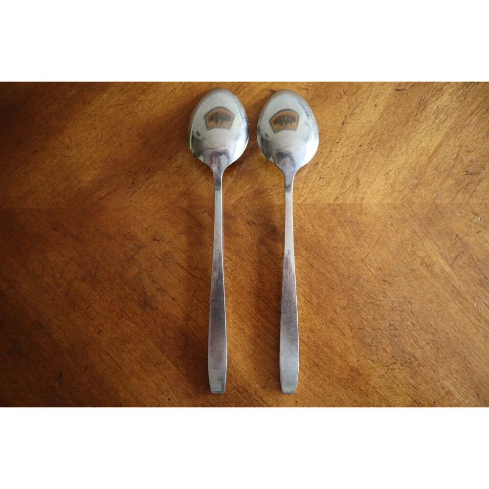 Lot 2x Imperial International IIC DAVOS Stainless Solid Serving Spoons 8.7